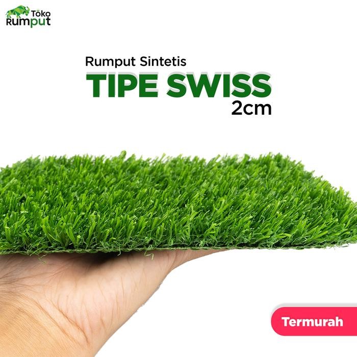 Karpet Rumput Sintetis, Rumput palsu, Rumput Swiss 2 cm