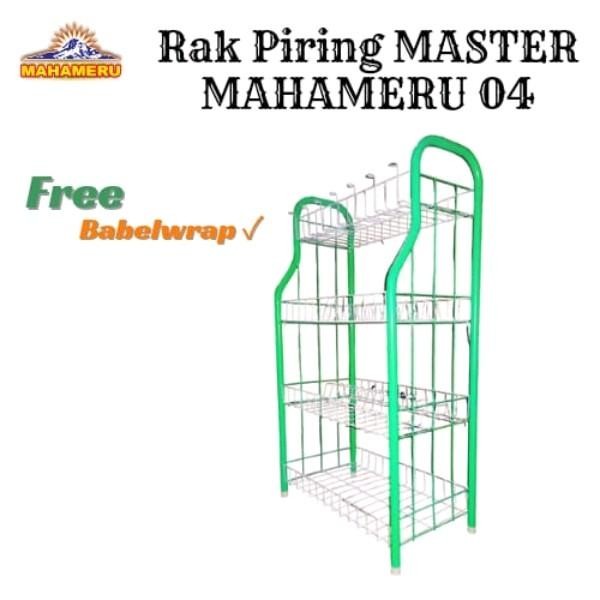Rak Piring Besi Susun 4 Jumbo Anti Karat Master Mahameru - Gelas, Kuat Dan Kokoh Plastik