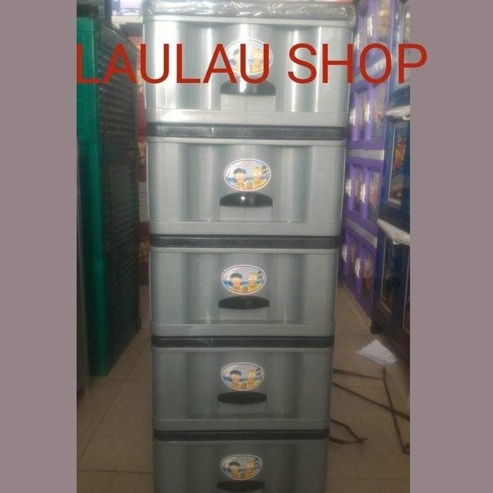 LACI PAKAIAN PLASTIK SUSUN 5 YOKO / LEMARI TEMPAT BAJU / SERBAGUNA gjah