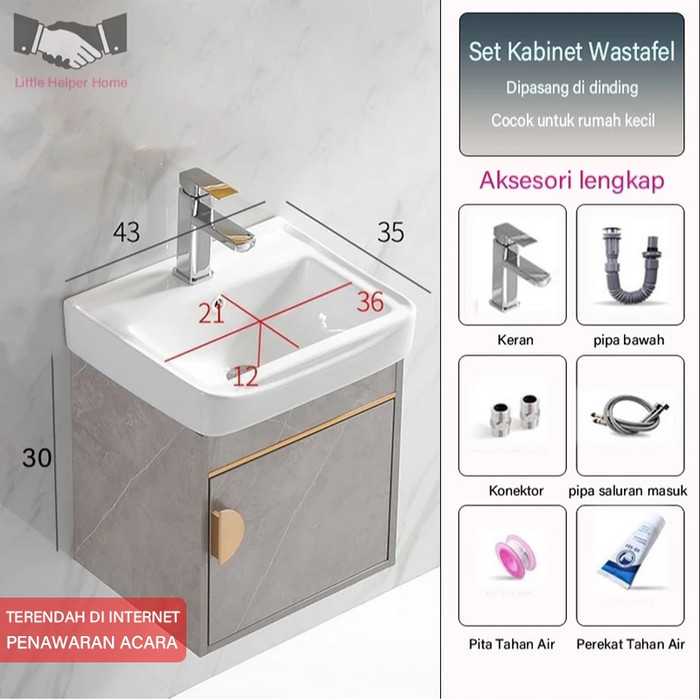 Set Westafel Kamar Mandi (43/50cm) Aluminium (Bathroom Cabinet)Wastafel Cabinet Kabinet Wastafel