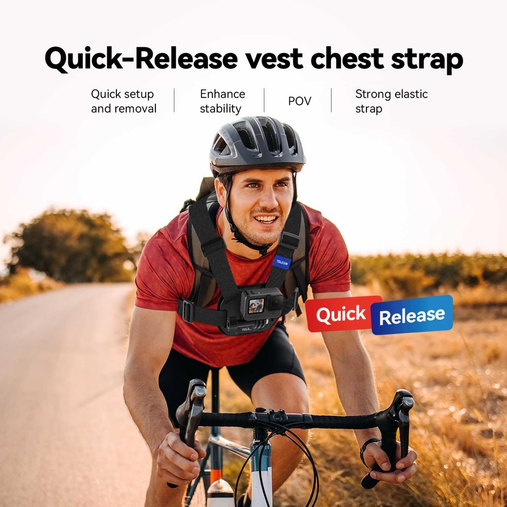 

Rompi Tali Dada Dudukan Tali Dada Kamera Aksi Pelepasan Cepat Chest Strap Vest Chest Strap Mount Action Camera Quick Release Warna Hitam