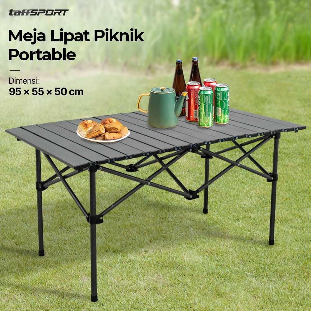 

Meja Berkemah Lipat Portabel dengan Tas Portable Foldable Camping Table with Bag Warna Hitam Dimensi 95 x 55 x 50cm
