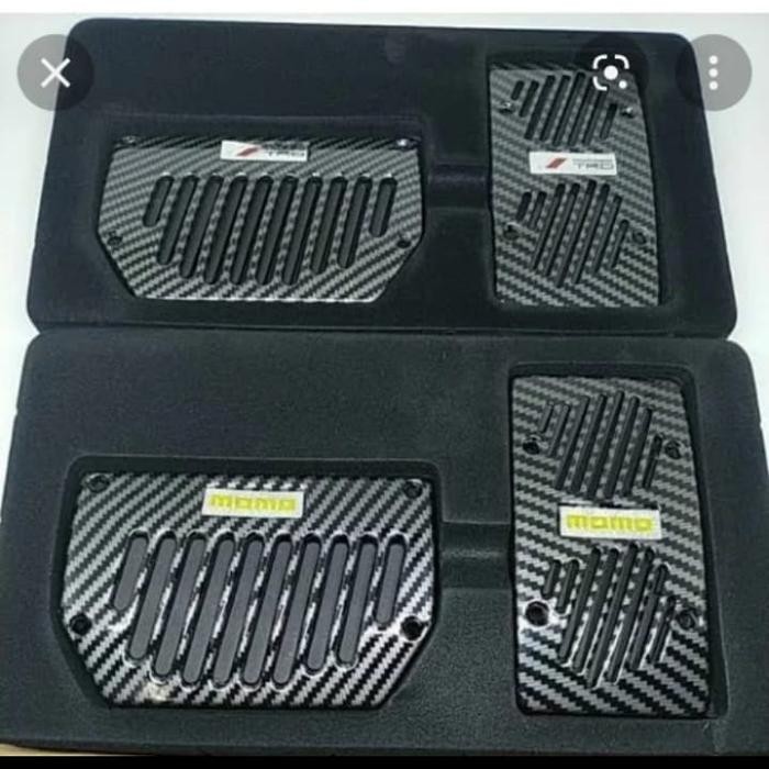 PREMIUM Cover Pedal Mobil Matic - Pedal Gas Universal Carbon Hitam- Merah