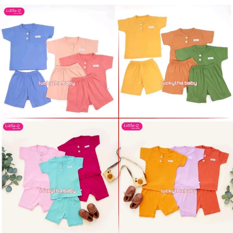 Promo 3Stel-Little Q Setelan Pendek Anak Polos S-Xxl / Setelan Little Q Pendek Polos/ Litel Q Pendek