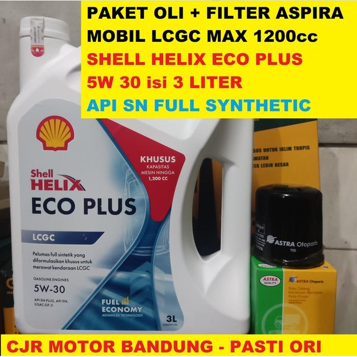 PREMIUM Paket ganti oli Shell Helix ECO 5w 30 oli mobil ayla agya calya sigra