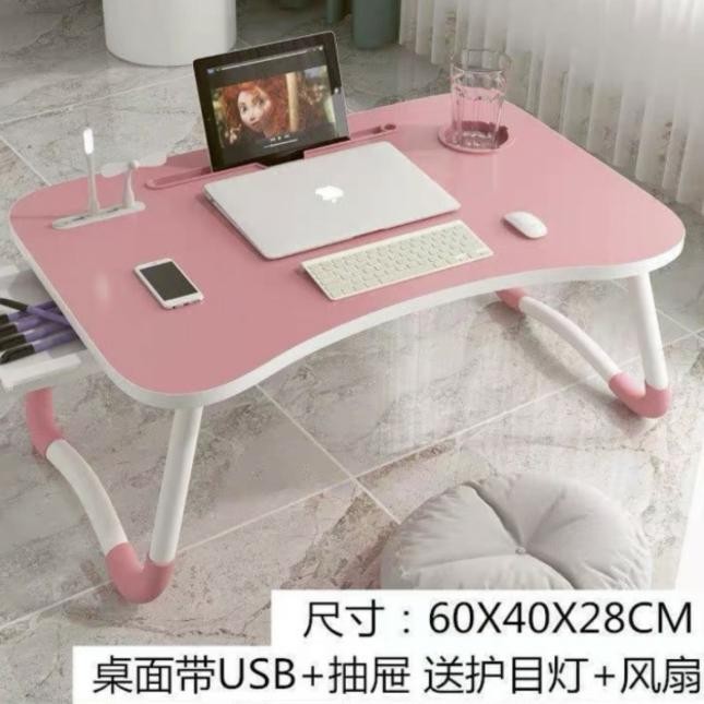 PREMIUM Meja Laptop / meja belajar lipat USB