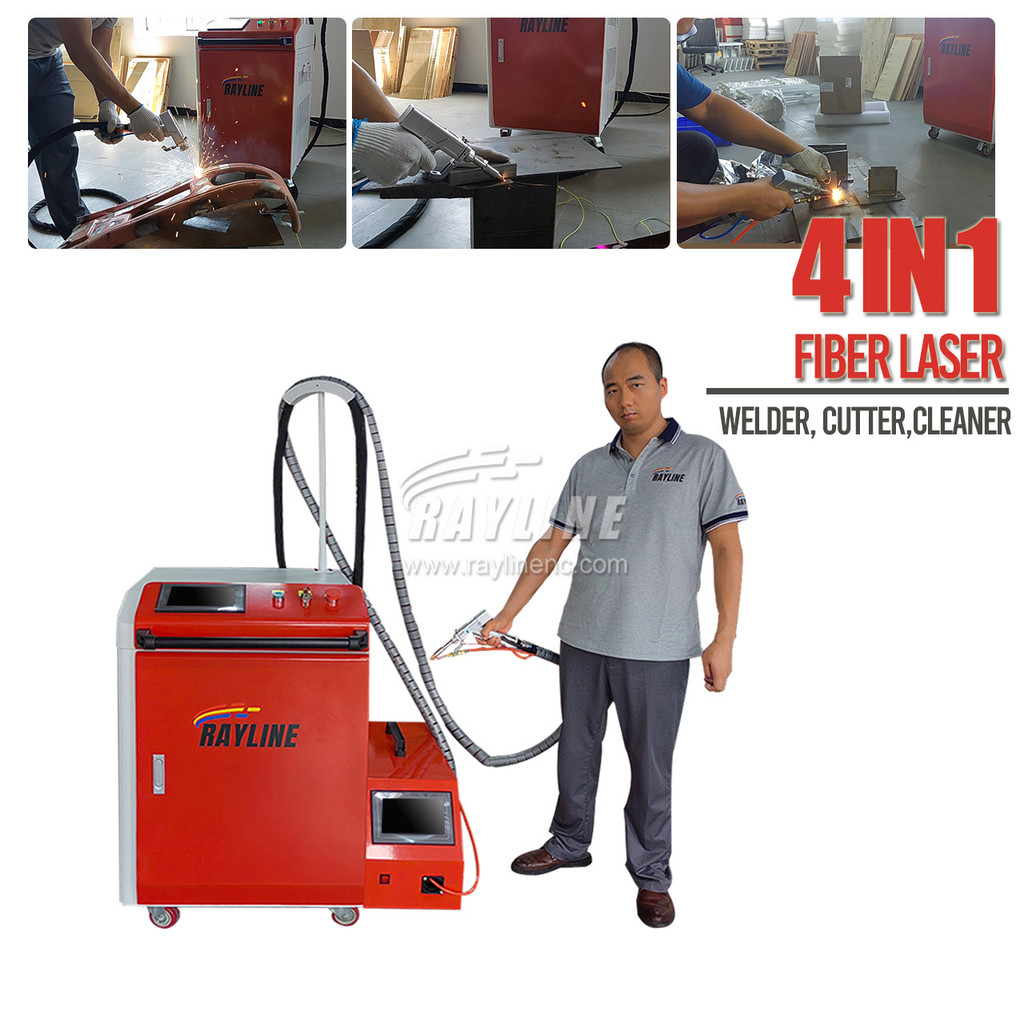 Pasokan Pabrik Serat Genggam RAYLINE 4 in 1 Mesin Las Laser Pembersih Laser Pemotong Laser 1500W unt