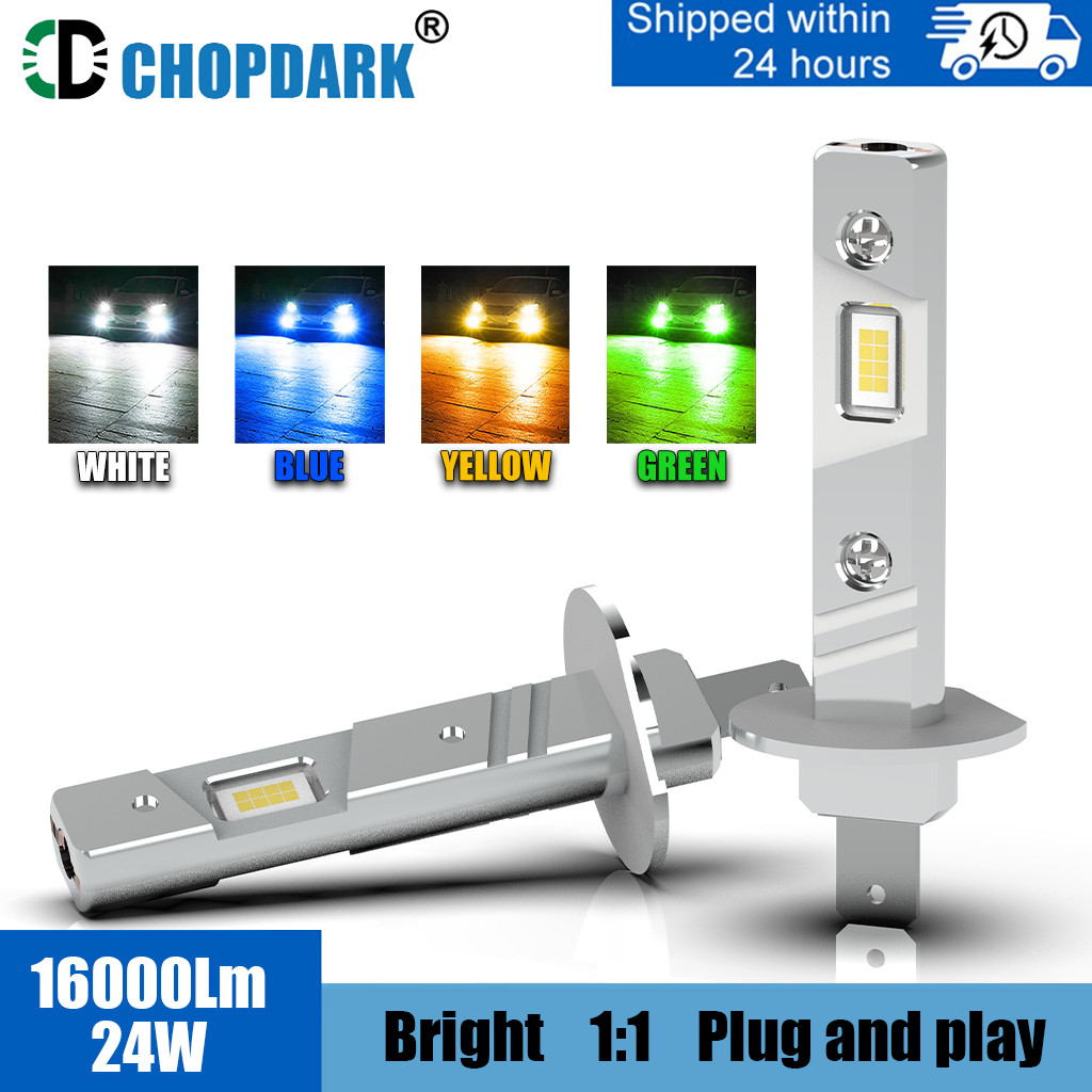 LED H1 H3 Single Plug H7 Bohlam Lampu Depan Lampu Kabut 16000Lm 6500K Putih 3000K Kuning 12000K Biru