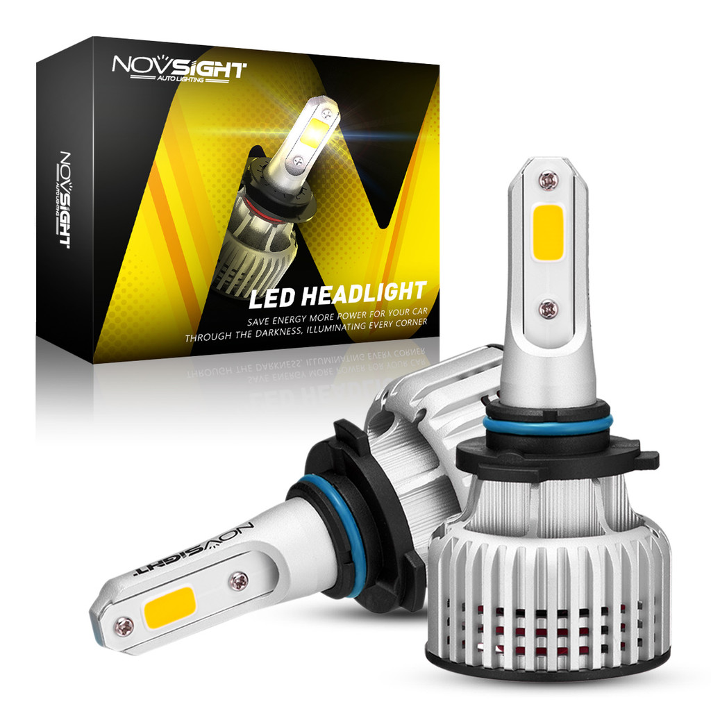 NOVSIGHT 9006 Bohlam Lampu Depan Led LED H1 H3 H4 H7 H11 H8 H9 H13 9005 9007 3000K Kuning 10000LM 72