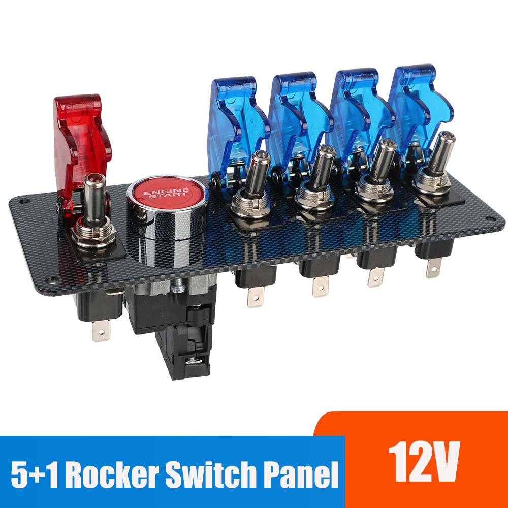 12V Mobil Balap Rocker Switch Panel Starter Lampu Beralih Pengapian Mesin Start Stop Push Button Set
