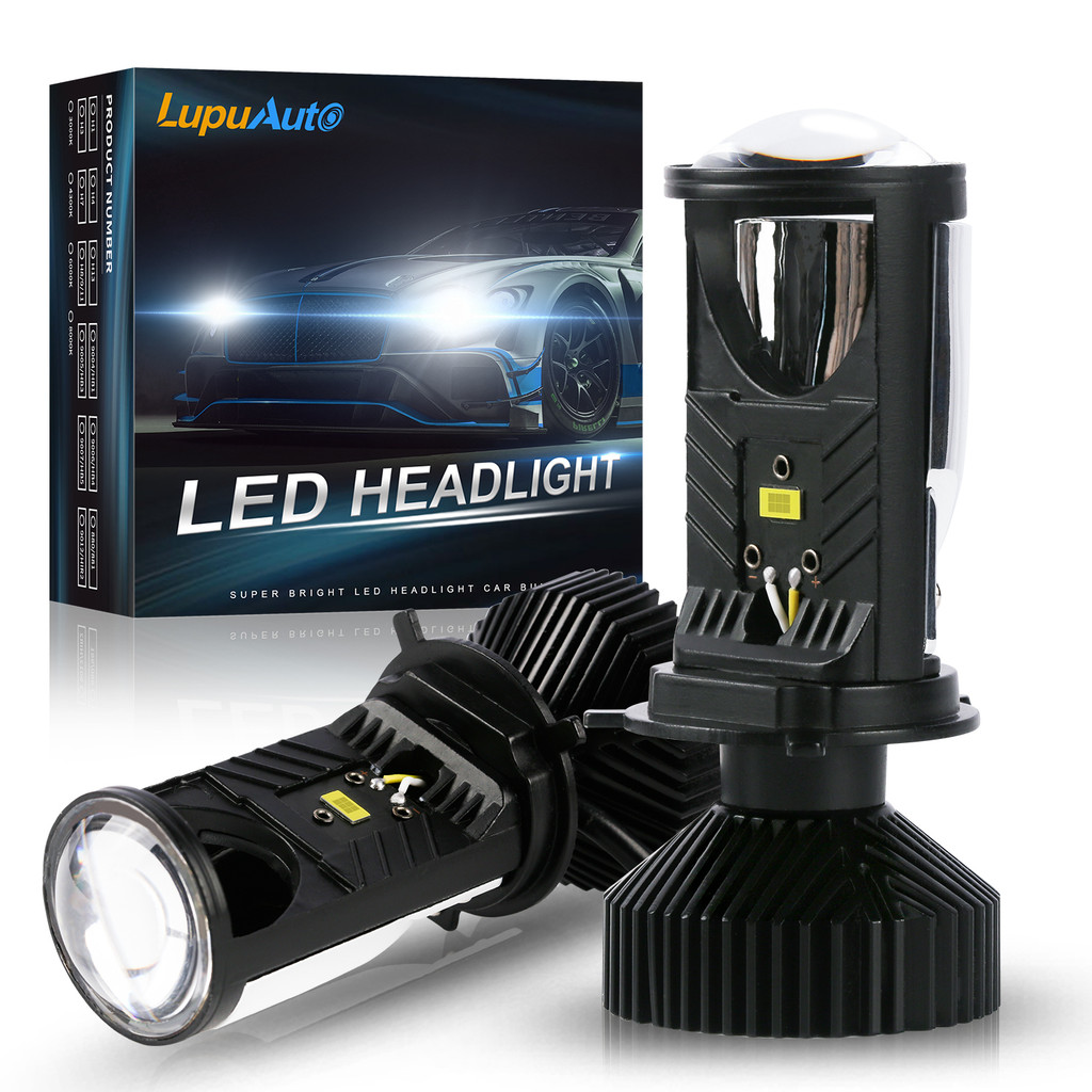1 Pasang Bohlam Lampu Depan LED Proyektor Mini H4 LED Mobil Canbus 90W 6000K Lampu Depan Lensa Sinar