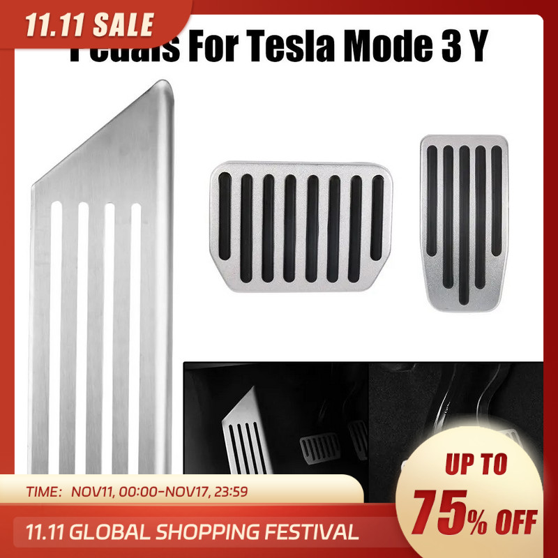 Pedal Kaki Campuran Aluminium untuk Model Tesla 3 Y Pedal Rem Istirahat dengan Penutup Bantalan Kare