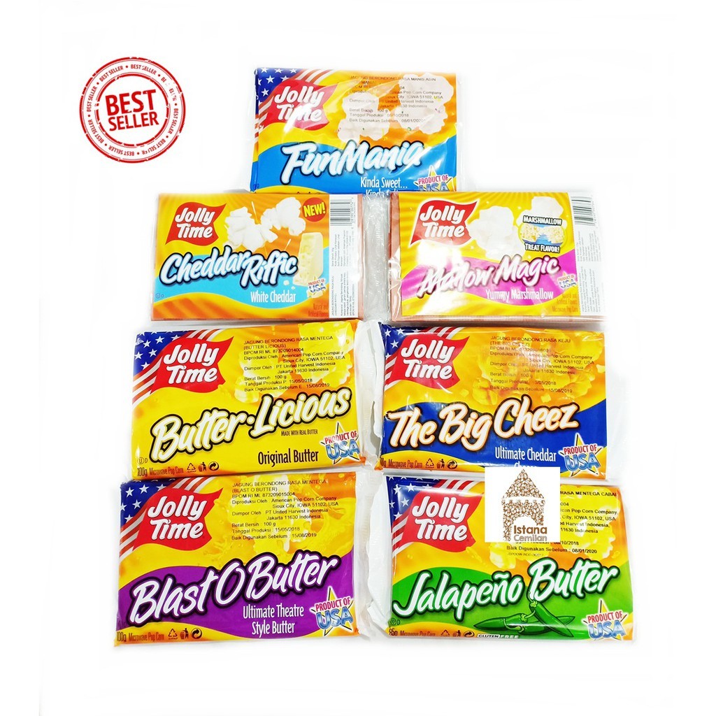 

SANS JOLLY TIME USA Popcorn Big Cheez / Butter / Mallow Magic / Jalapeno / Cheddar Riffic