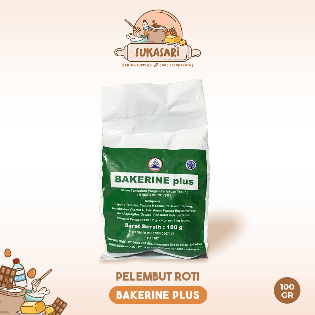 

SANS Sukasari - Bakerine Plus 100gr, 500gr / Bread Improver Pelembut Roti / Bakerine Improver /