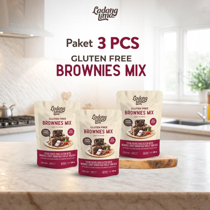 

SALE !!! PAKET HEALTHY BAKING - 3 PCS BROWNIES MIX 230G LADANG LIMA - TEPUNG BROWNIES INSTANT GLUTEN