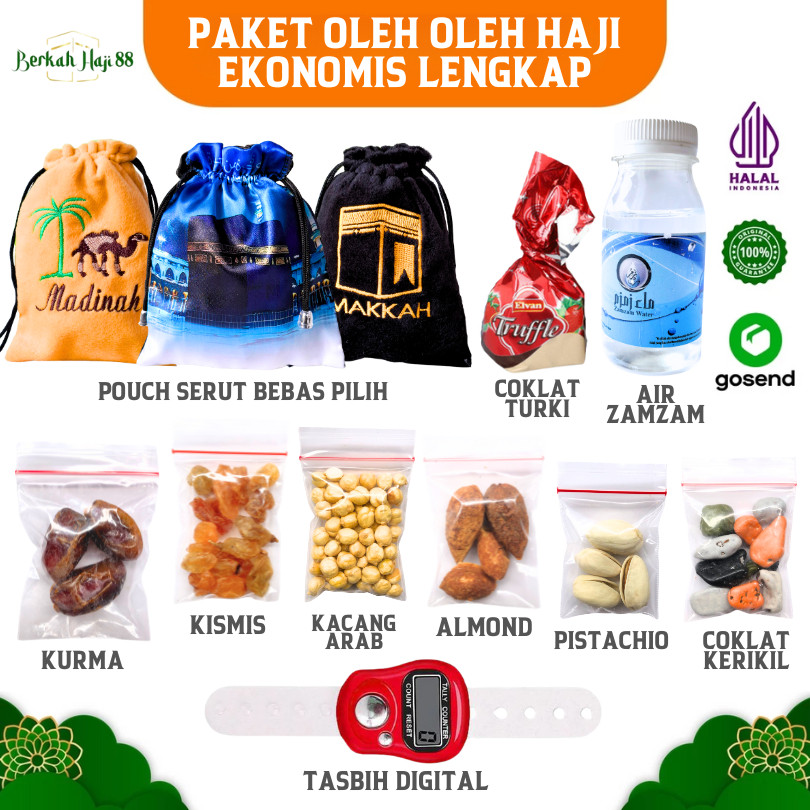 

OLEH OLEH HAJI DAN UMROH PAKET POUCH SERUT PRINTING SOUVENIR HAMPERS LENGKAP 100% ORIGINAL