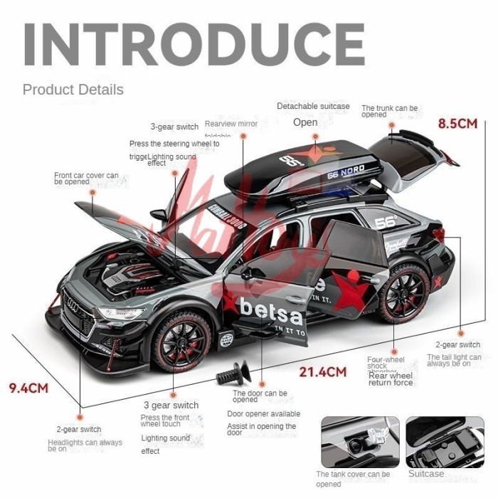Terlaris 1:24 Audi Rs6 Avant Dtm Alloy Metal Model Diecast Racing Car Koleksi Pajangan Hadiah
