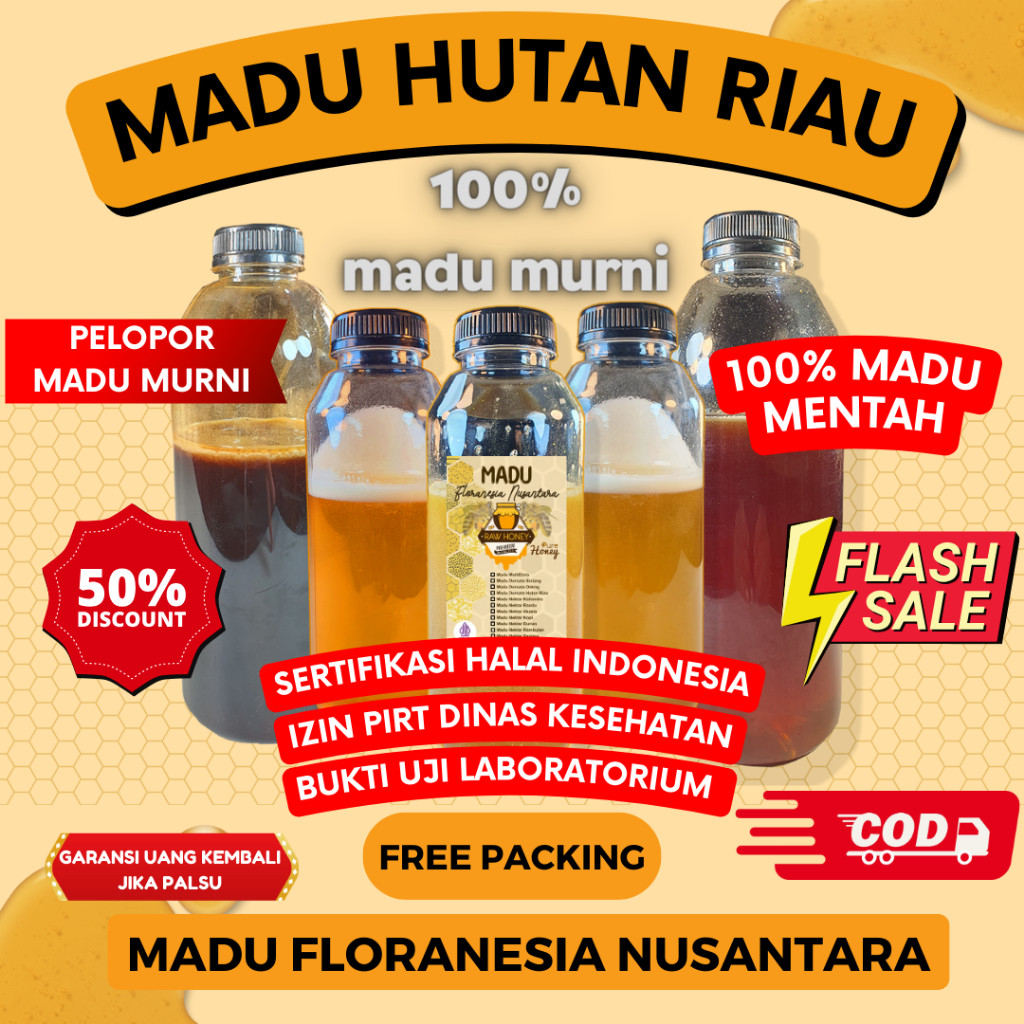 

RATU MADU MURNI MADU ASLI HUTAN RIAU 500 Gram KUALITAS PREMIUM FULL NEKTAR 100% RAW HONEY MADU