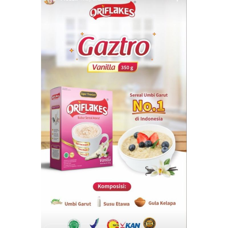 

RATU ORIFLAKES SEREAL UMBI GARUT 350 GR VANILA MEREDAKAN MAAG GERD