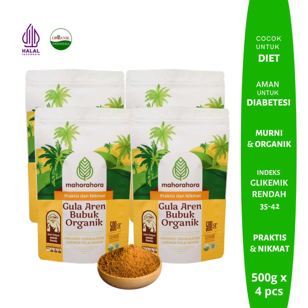 

Mahorahora Paket Hemat Gula Aren Bubuk Organik 500 Gr, Premium Dan Halal - 4 Pcs