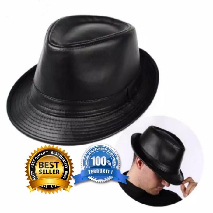 TOPI TOMPI KULIT - TOPI FEDORA - TOPI PRIA ASLI KULIT DOMBA PREMIUM