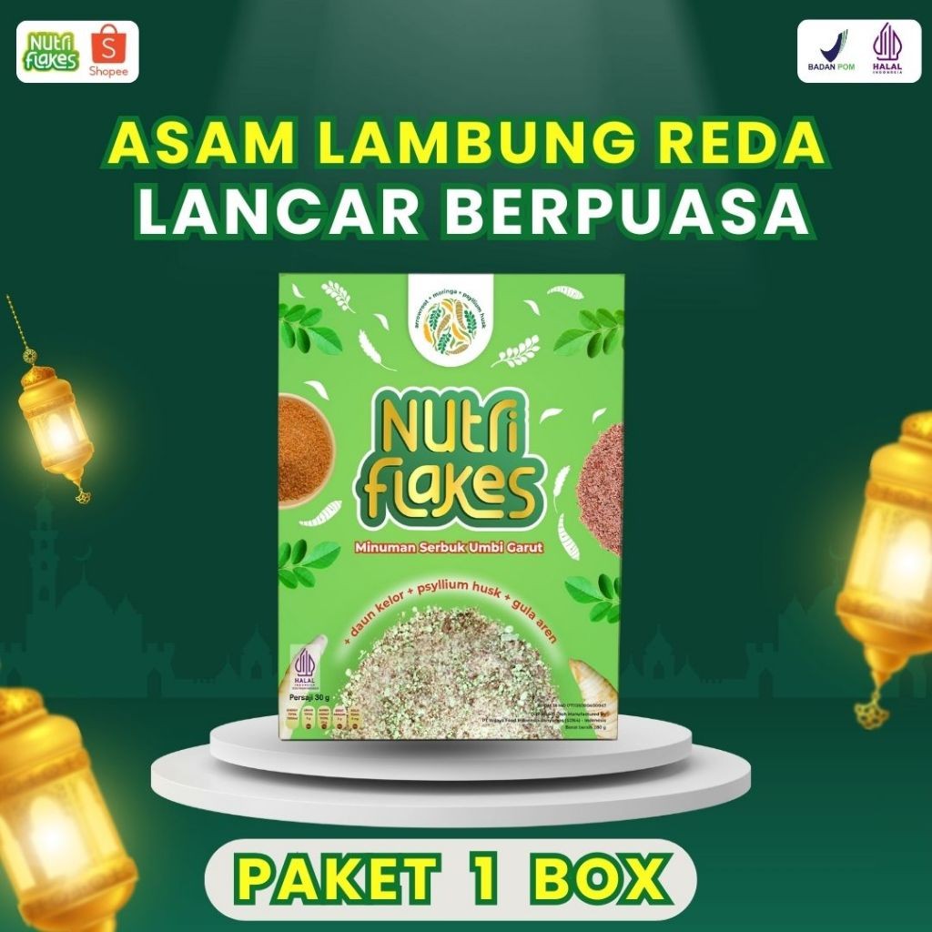 

Shakamori - Nutriflakes Sereal Umbi Garut Herbal Asam lambung Original 1 Box