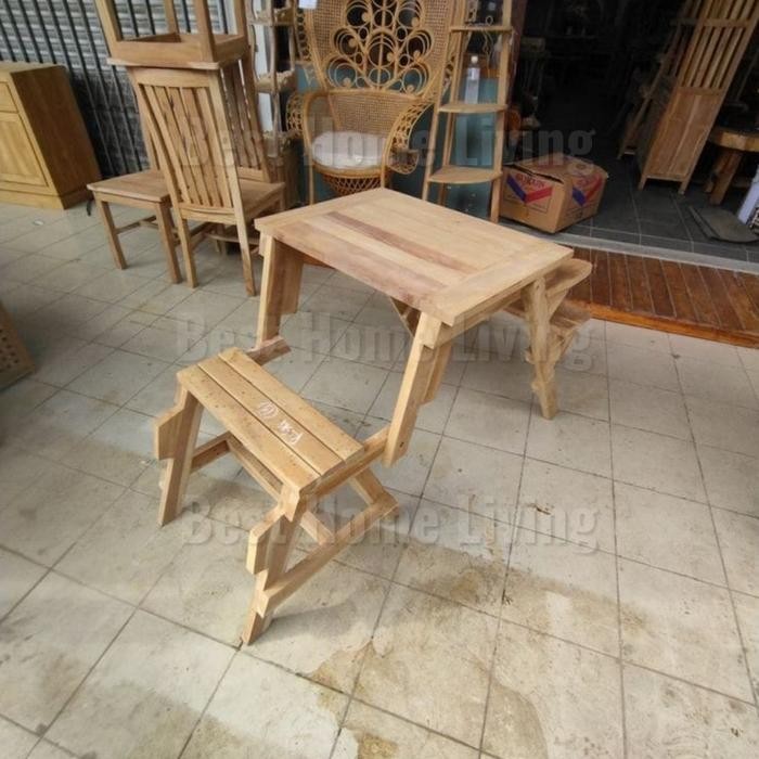 Kursi Meja Lipat Magic Mini Kayu Jati Untuk Taman Resto Cafe Outdoor