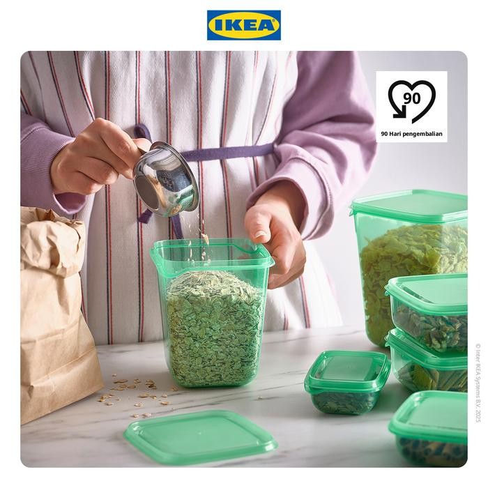 

IKEA PRUTA Tempat Makan Dengan Tutup Hijau Set Isi 17pcs