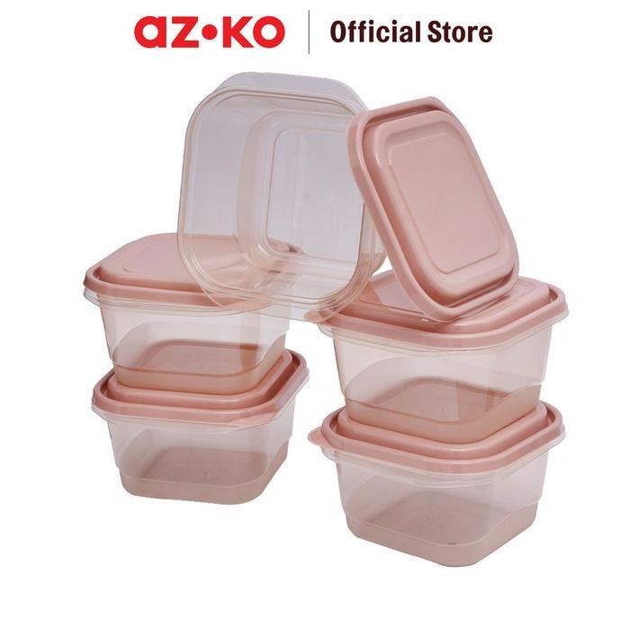 

AZKO Kris 1 Ltr Set 5 Pcs Milly Wadah Makanan Square - Pink Coral