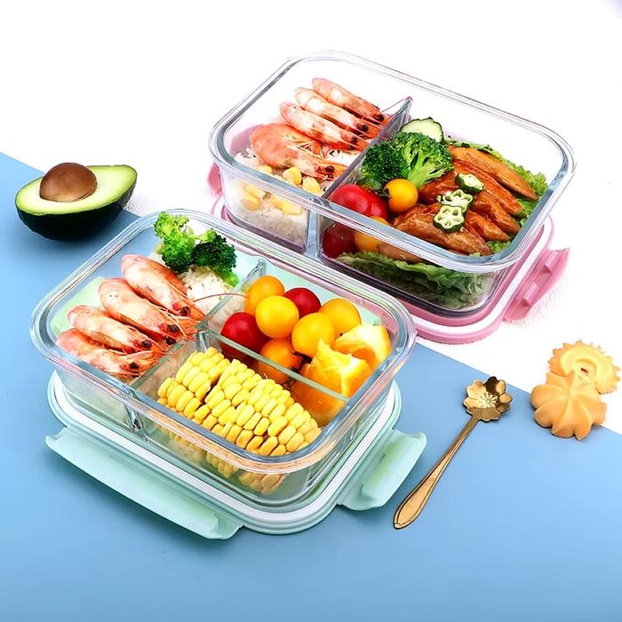 

Kotak Makan Siang Kaca Tahan Panas 1040 ml Bersekat Anti Tumpah Nexxio - Kitchenware tempat bekal