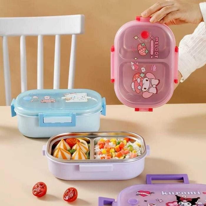 

Kotak Makan 2 Sekat Karakter Stainless 304 / Kotak Makan Karakter Sanrio Cars Frozen Spiderman /
