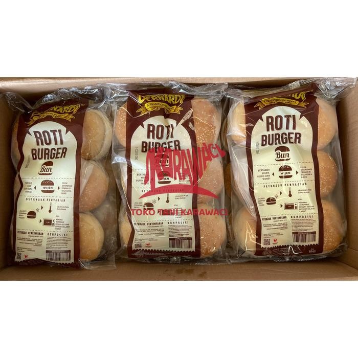 

JTTOP" BERNARDI ROTI BURGER WIJEN / BURGER BUNS WITH SESAME SEEDS (6 PCS)