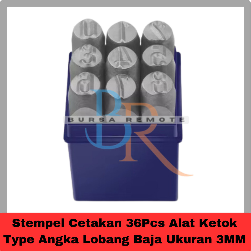 

Stempel Cetakan 36Pcs Alat Ketok Type Angka Lobang Baja Ukuran 3MM