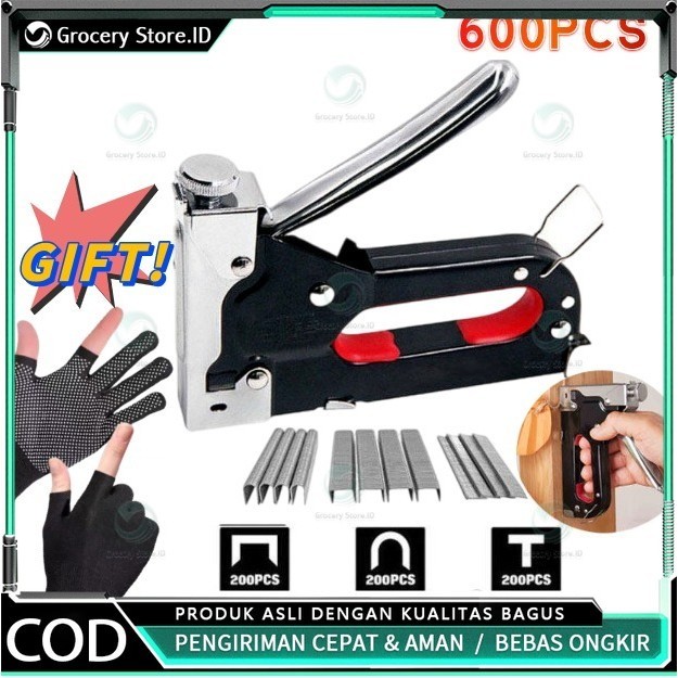 

Gratis 600 Paku / 4 In 1 Stapler Gun / 3 In 1 Pistol Kuku / Staples Tembak Gun Tacker / Powerfull
