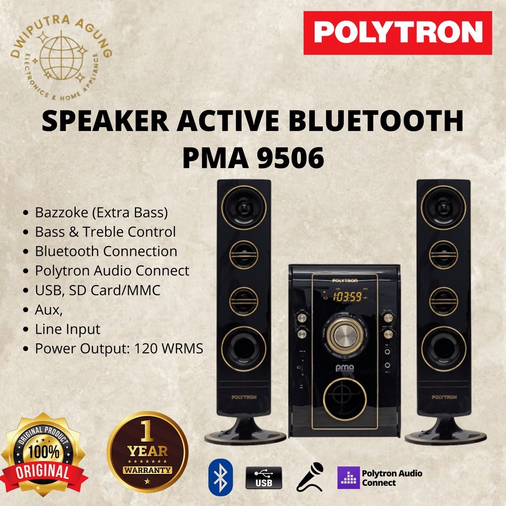 RB2233 SPEAKER AKTIF POLYTRON BLUETOOTH PMA9506 PMA 9506 / PMA 9526 PMA9526 KAROKE