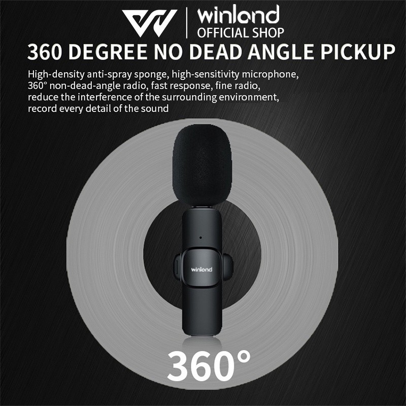RB2233 [COD] Winland Wireless microphone/Microphone clip on/ Wireless Lavalier Microphone Bluetooth/