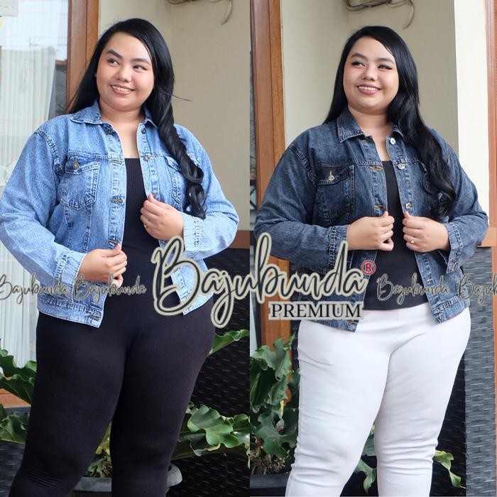Ld 140 Jaket Jeans Jumbo Wanita Denim Big Size Oversize