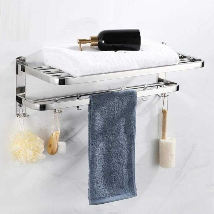 Rak Gantungan Handuk Kamar Mandi Toilet Tempat Handuk Tempel Dinding