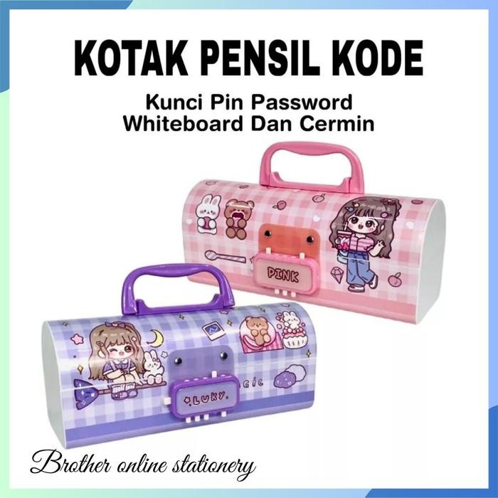 

Bos Kotak Pensil Plastik Kode Whiteboard + Kunci Pin/Kotak Pensil Kode/Pencil Case Stationery