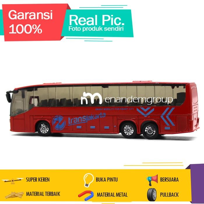Diecast Miniatur Mobil Bus Transjakarta Busway Besi Metal