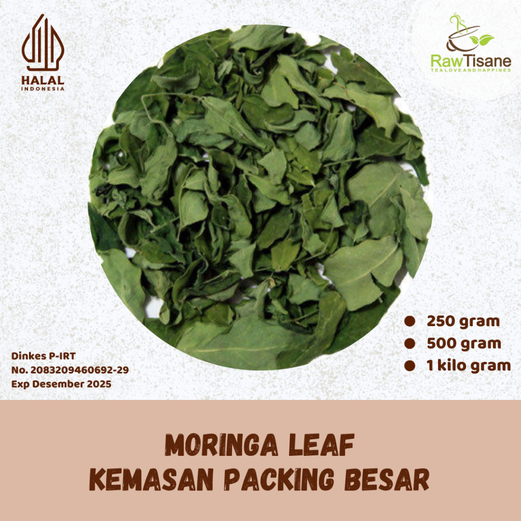 

RAW TISANE Moringa Leaf Tea / Dried Moringa Leaf / Teh Daun Kelor Isi 1 Kg