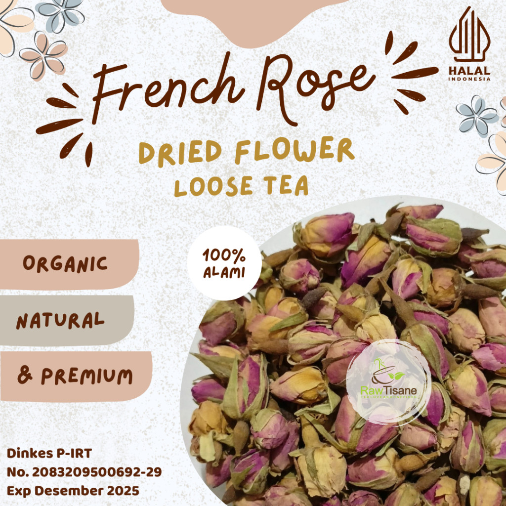 

RAW TISANE French Rosebud Flower Tea / Teh Bunga Mawar Francis Isi 100 Gram
