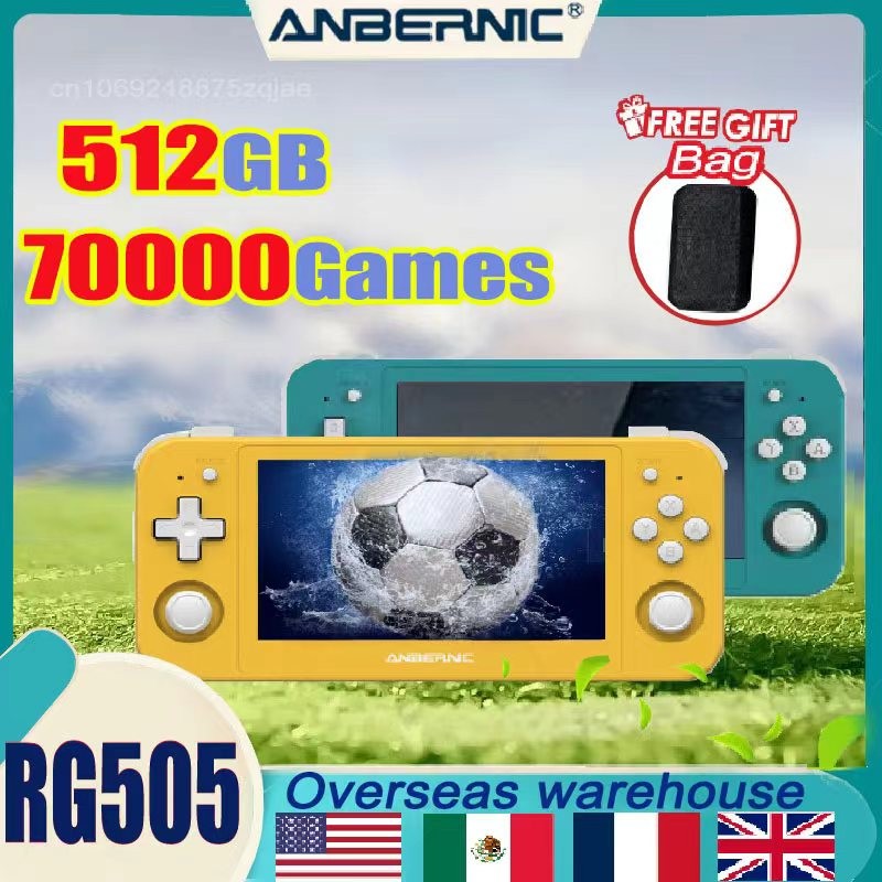 ANBERNIC RG505 konsol Video, portabel Game layar sentuh OLED 4.95