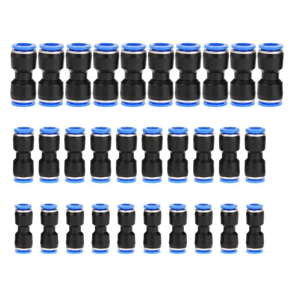 40pcs Pneumatic Fittings 10mm 8mm 6mm Straight Push Plastic Connector Trachea Connector Set PU & Pla