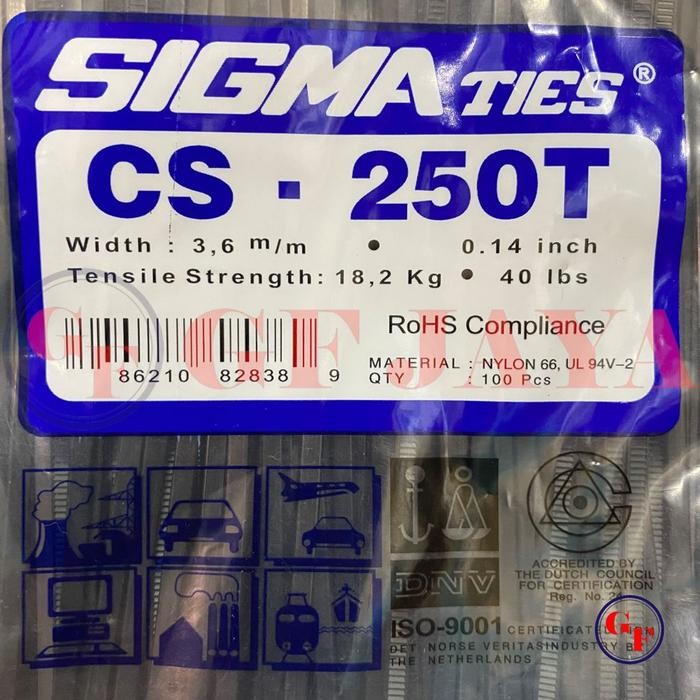 

Kabel Ties / Tis Sigma CS 250 T / 25cm / 25 cm Hitam / Putih CS250T