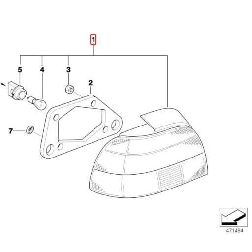 Original Bmw E39 Facelift Lampu Belakang Stop Lamp Sen Putih Sepasang Kode 072