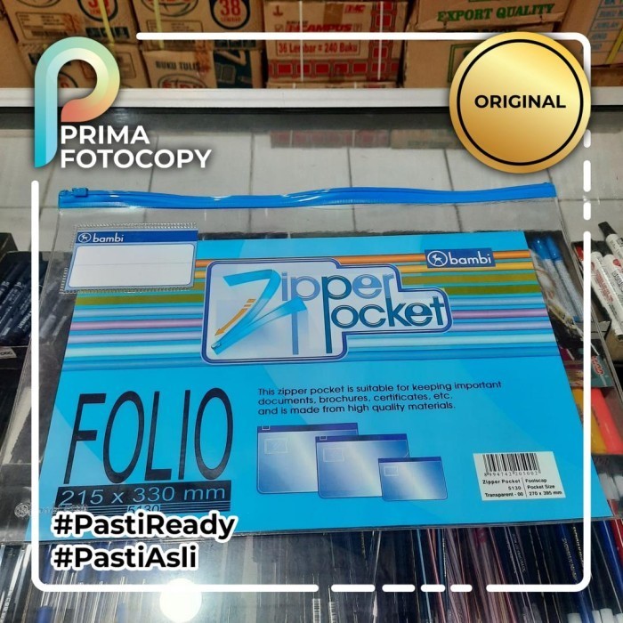 

Map Zipper Pocket F4 Folio Legal Bambi Pelindung Dokumen Sleting A4