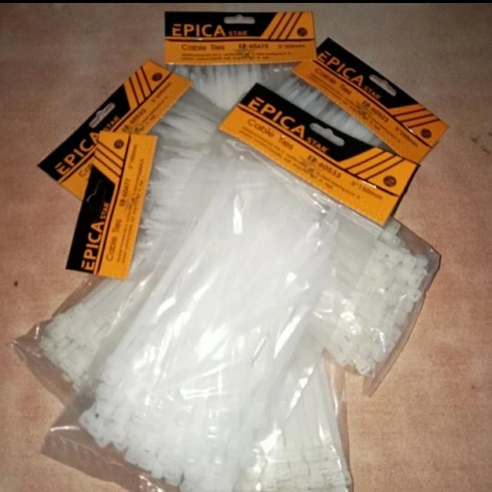 

Kabel Ties 5x150 15 cm lebar 5mm isi 100 pcs per pack putih