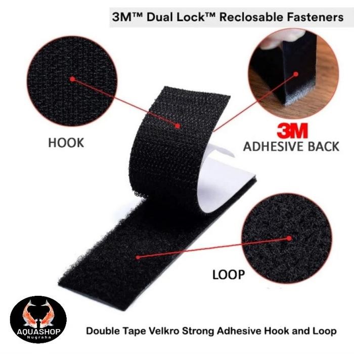 

Toso - Velcro Tape Perekat Velcro 3M Super Kuat Velcro Hitam 10Cm X 100Cm Perekat Super Kuat