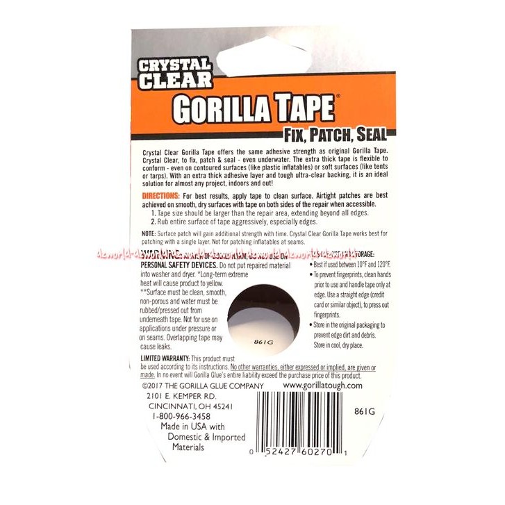 

Toso - Gorilla Crystal Clear Gorilla 8.2M Isolasi Bening Kuat Perekat Lakban